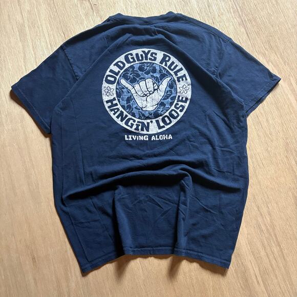 Old Guys Rule Navy Blue "Hangin' Loose" Graphic T-Shirt (Size L) - Picture 1 of 6